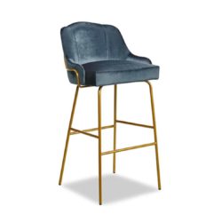 London Tube Bar Stool Available From DeFrae Contract Furniture Blue Velvet