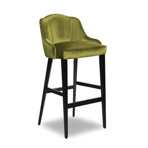 London Wood Bar Stool Available From DeFrae Contract Furniture Green Velvet
