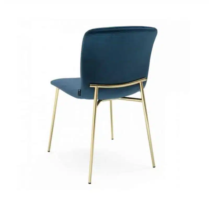 Love side chair Calligaris available from DeFrae Contract Furniture Gold Frame Blue Velvet Back View