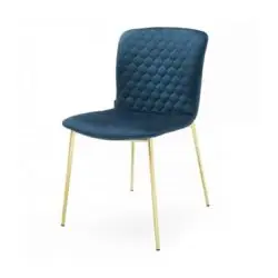 Love side chair Calligaris available from DeFrae Contract Furniture Gold Frame Blue Velvet Quilted Back