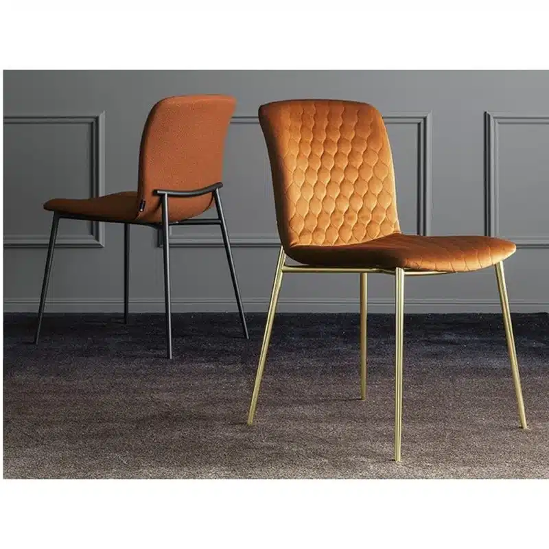 Love side chair Calligaris available from DeFrae Contract Furniture Gold Frame Rust Velvet Quilted Back