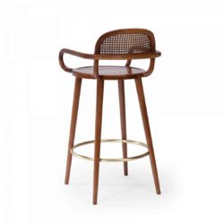 Luc Bar stools at DeFrae Contract furniture cane back and wood frame finish back view