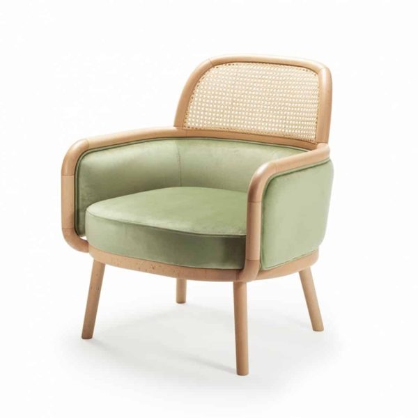 Luc lounge armchair at DeFrae Contract furniture with cane back