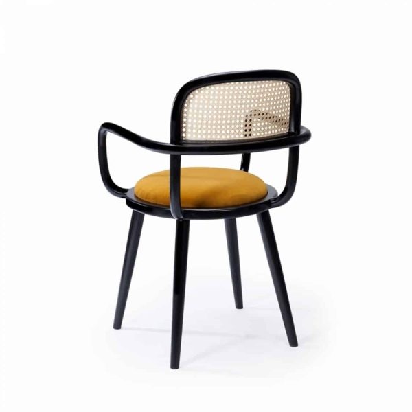 Luc side chair at DeFrae Contract furniture cane back and upholstered seat back view