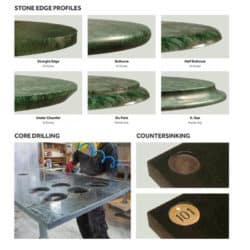 Marble Quartz and Granite Tabletops Edge Profile from DeFrae Contract Furniture