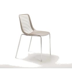 Mini side chair Casprini Stackable outside side chair DeFrae Contract Furniture metal frame Taupe