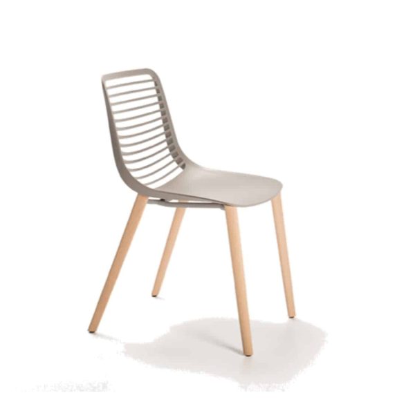 Mini side chair Casprini Stackable side chair DeFrae Contract Furniture wooden legs grey