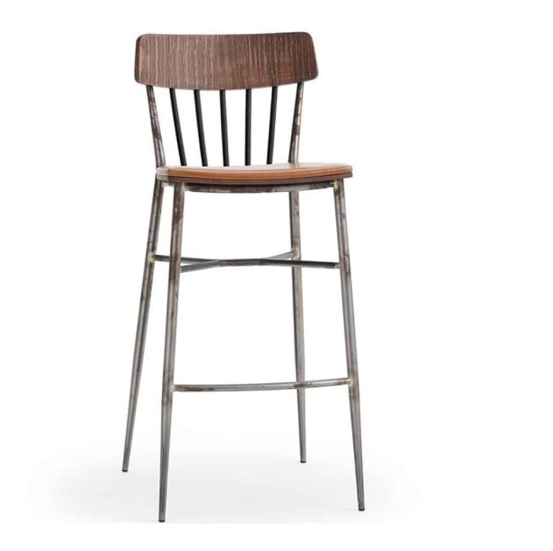 Naika Bar Stool Spindle Back DeFrae Contract Furniture Right Front