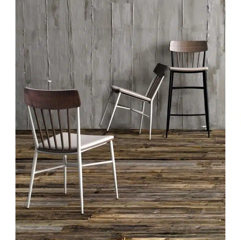 Naika Bar Stool and Side Chairs Spindle Back DeFrae Contract Furniture