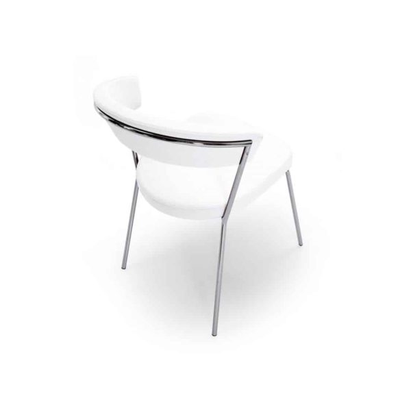 New York Armchair Curved Back Chrome 4 leg Base Calligaris at DeFrae Contract Furniture White Faux Leather