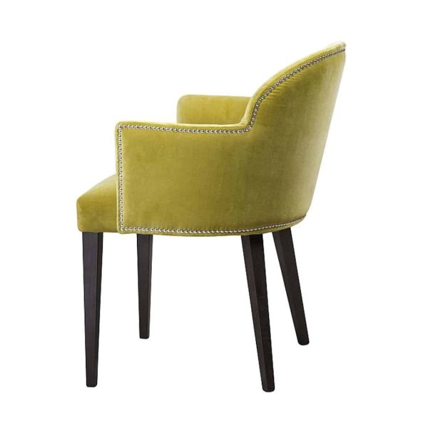 Paris S1 Armchair Contrat IN Available From DeFrae Contract Furniture Mustard Velvet Wood Frame