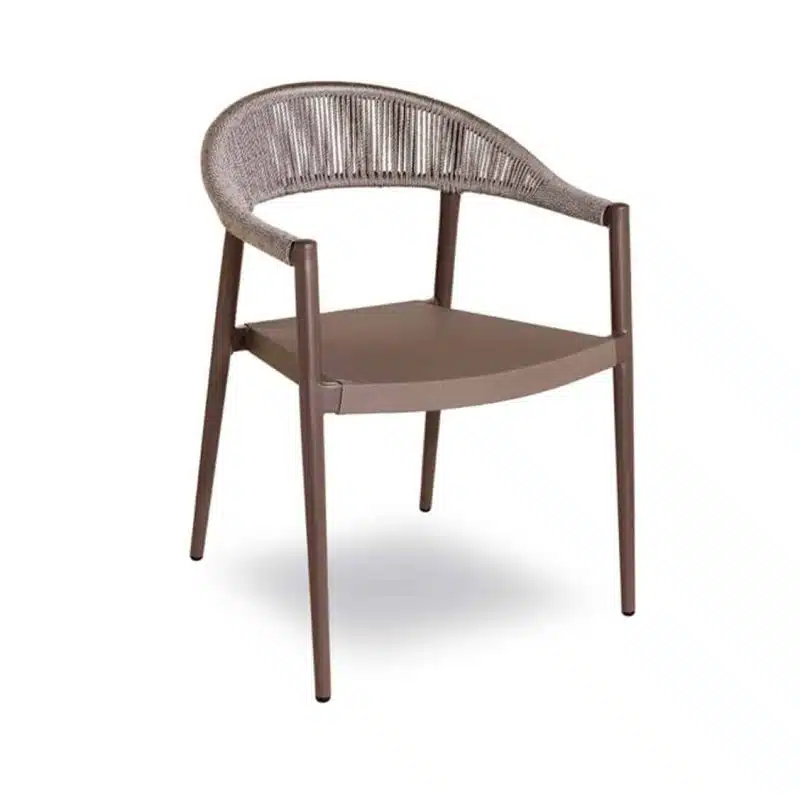 Praque woven outdoor chairs available from DeFrae Contract Furniture Taupe