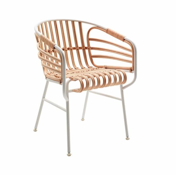 Raphia Armchair Horm Rattan Rope Weave DeFrae Contract Furniture White Frame
