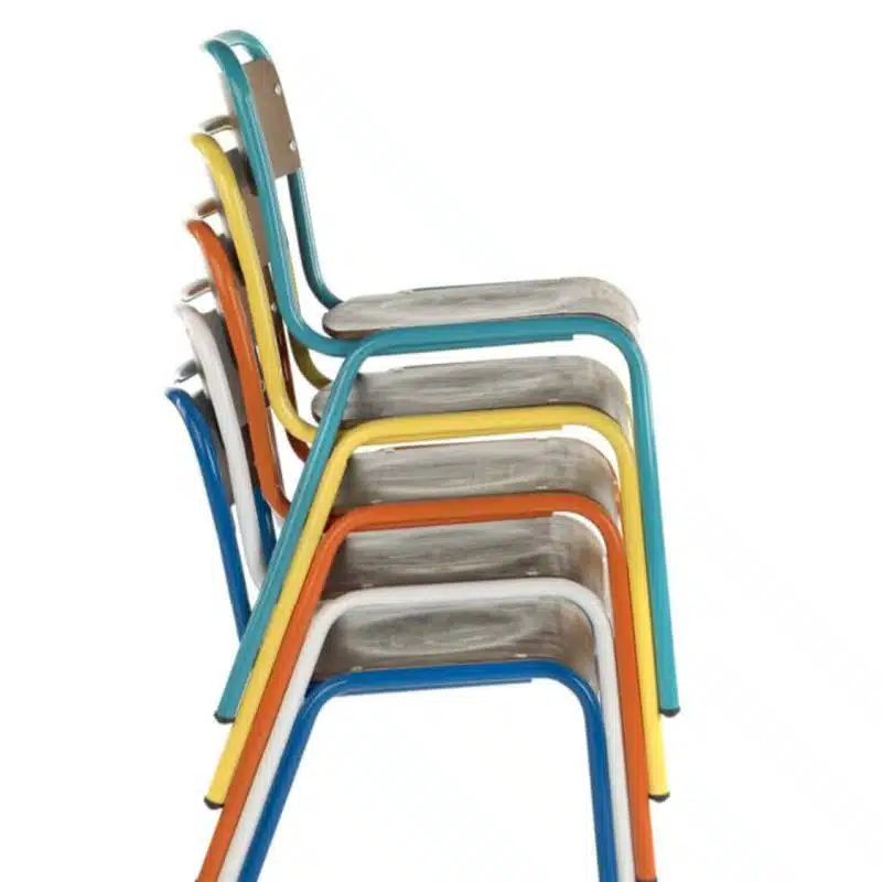 School Side Chair Stackable Wooden Seat Metal Frame DeFrae