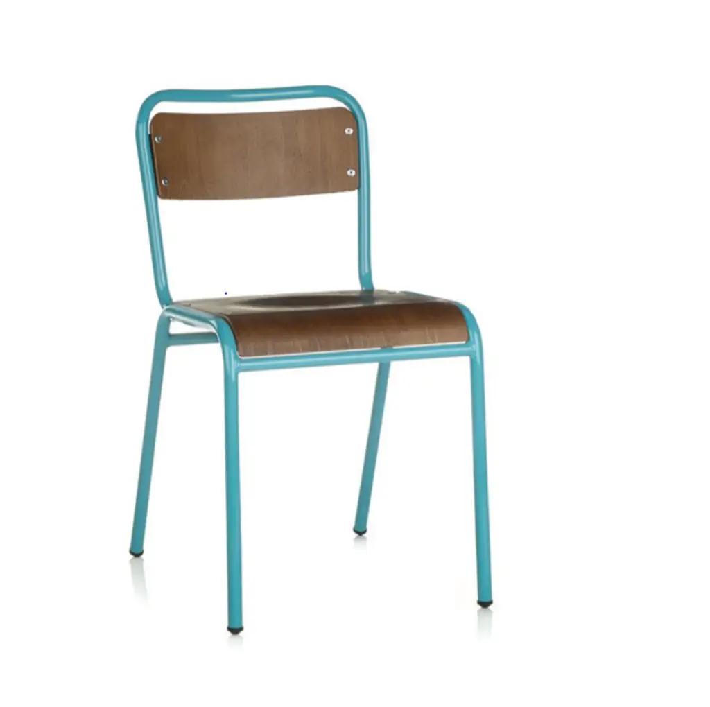 School Side Chair Stackable Wooden Seat Metal Frame DeFrae Light Blue