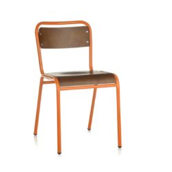 School Side Chair Stackable Wooden Seat Metal Frame DeFrae Orange