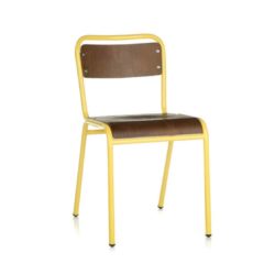 School Side Chair Stackable Wooden Seat Metal Frame DeFrae Yellow
