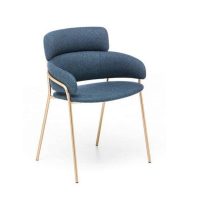 Strike Armchair DeFrae Contract Furniture Blue with Gold Metal Frame