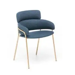 Strike Armchair DeFrae Contract Furniture Blue with Gold Metal Frame