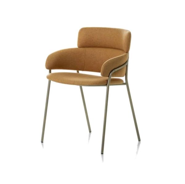 Strike Armchair DeFrae Contract Furniture Tan with Vintage Metal Frame