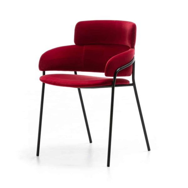 Strike Armchair Red Faux Leather Black Frame DeFrae Contract Furniture