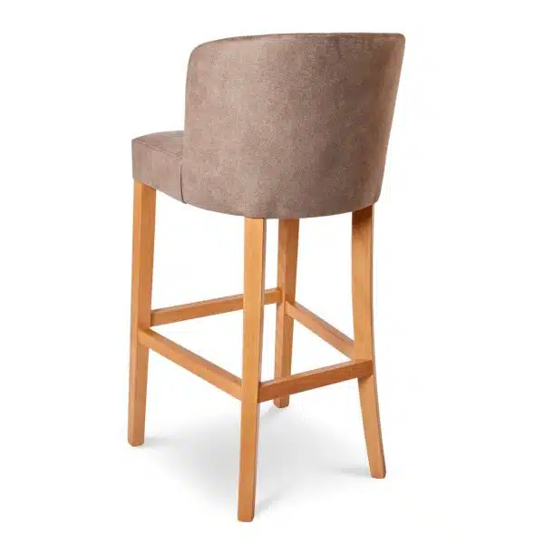 Valencia Bar Stool Uphosltered With Wooden Frame DeFrae Contract Furniture Tan Back View