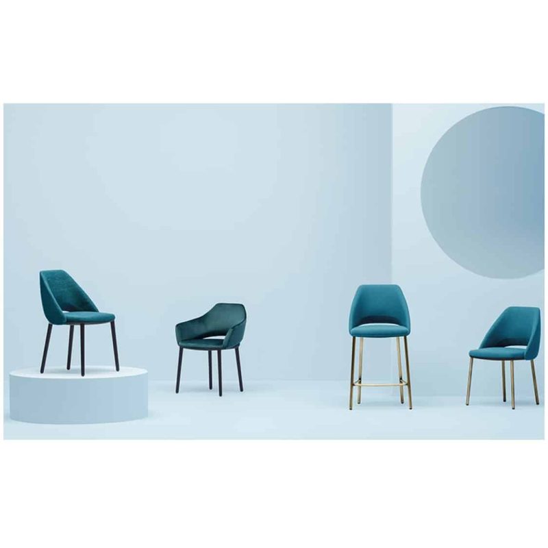 Vix bar stool with brass copper legs Vic Pedrali available from DeFrae Contract Furniture