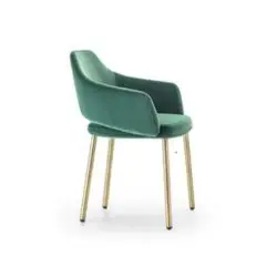 Vix armchair with brass copper legs Vic Pedrali available from DeFrae Contract Furniture Green