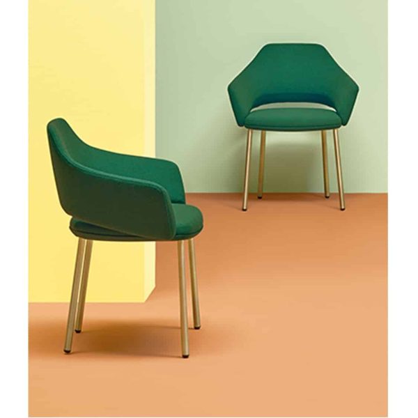 Vic Chair with brass copper legs Pedrali available from DeFrae Contract Furniture Green Range