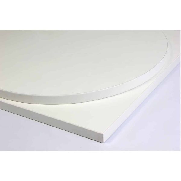 White premium laminate 25mm table top DeFrae Contract Furniture restaurant bar coffee shop hotel or cafe