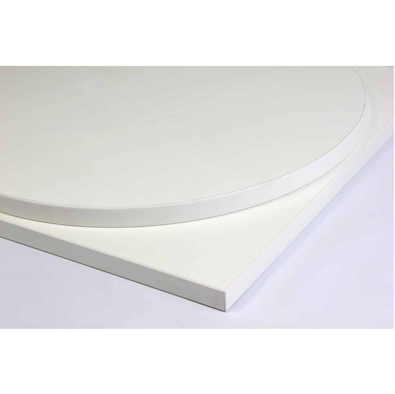 White premium laminate 25mm table top DeFrae Contract Furniture restaurant bar coffee shop hotel or cafe