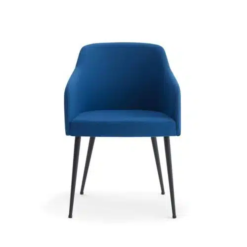 Yvonne Armchairs From DeFrae Contract Furniture Blue With Metal Frame Hero Image
