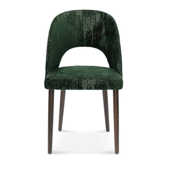 Alora side chair with open half moon back.