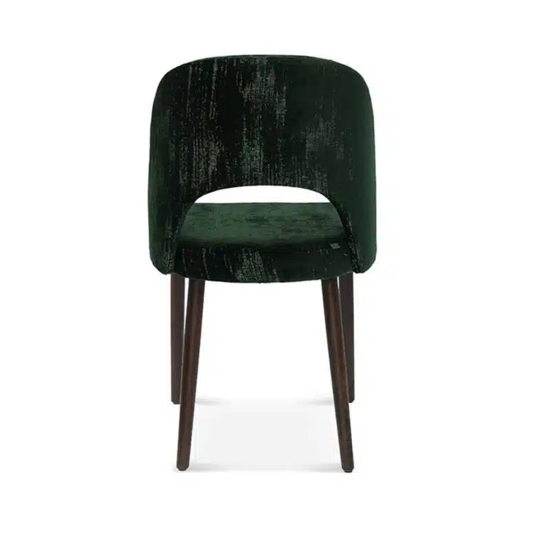 Alora side chair with open half moon back.