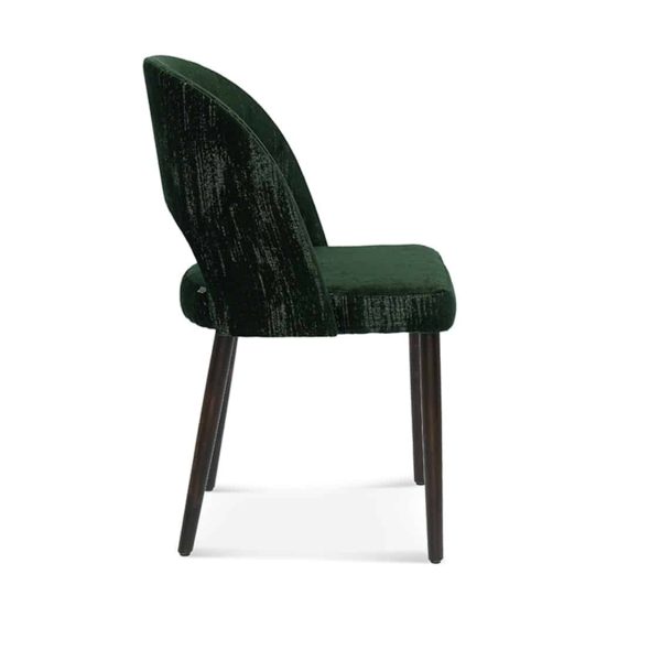 Alora side chair with open half moon back.