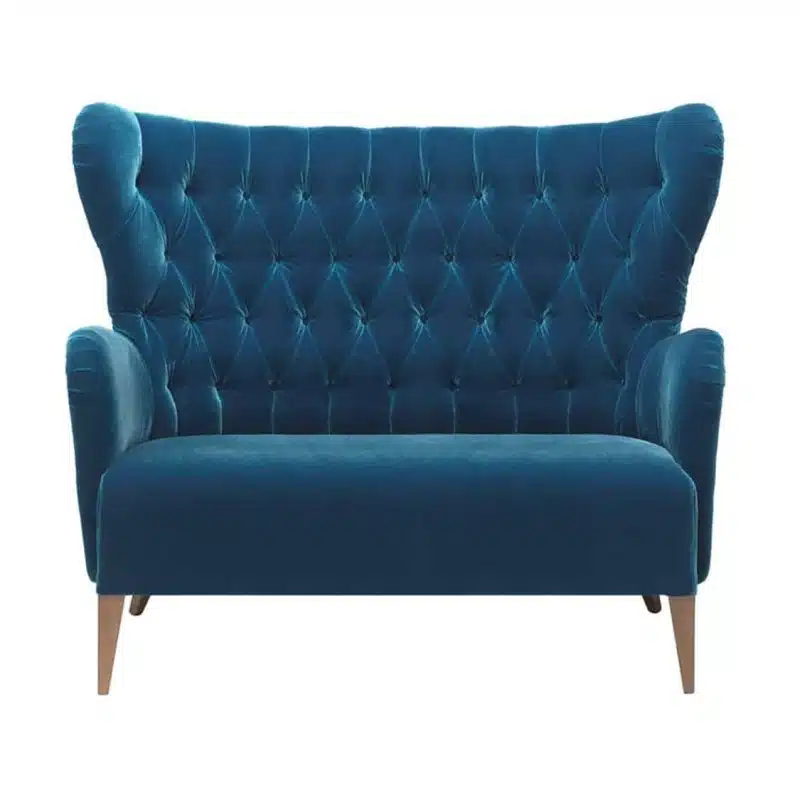 Duke Sofa ContractIn at DeFrae Contract Furniture Button Back Blue Velvet