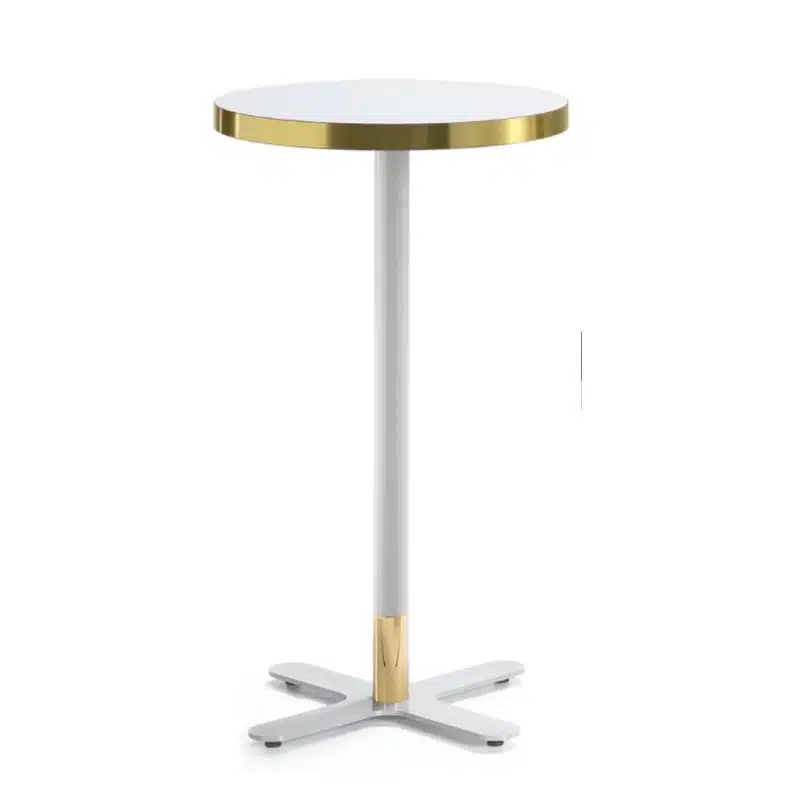 Duplex Corbetta Table With Brass Edging White Poseur Table 4 Leg