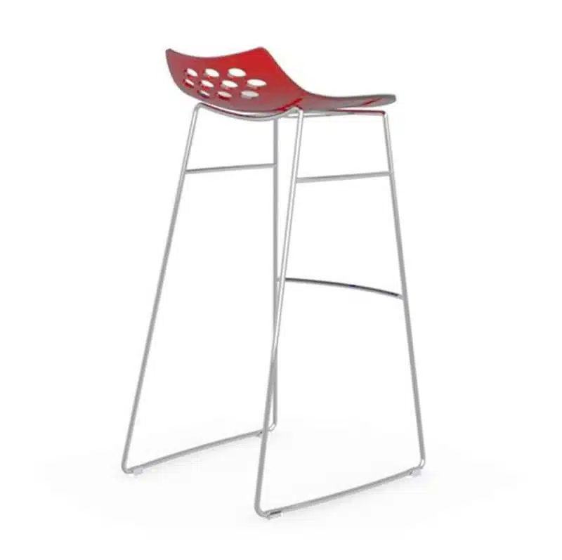 Jam Bar Stool Sled Base Metal Frame Connubia by Calligaris at DeFrae Contract Furniture Red