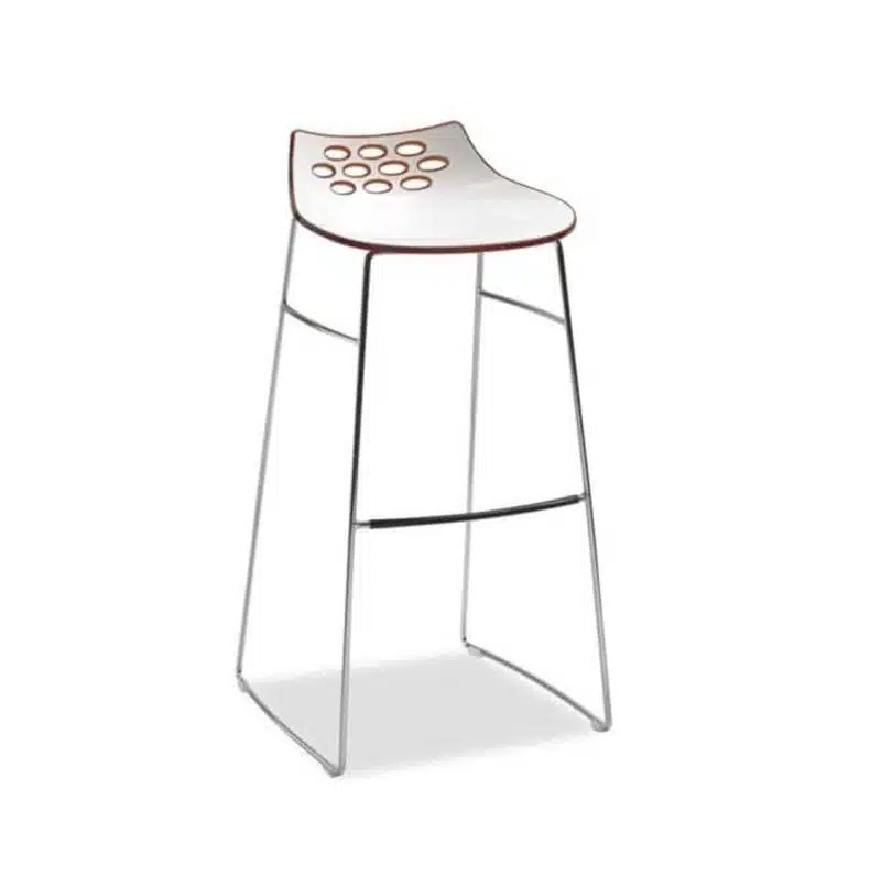 Jam Bar Stool Sled Base Metal Frame Connubia by Calligaris at DeFrae Contract Furniture Red Front