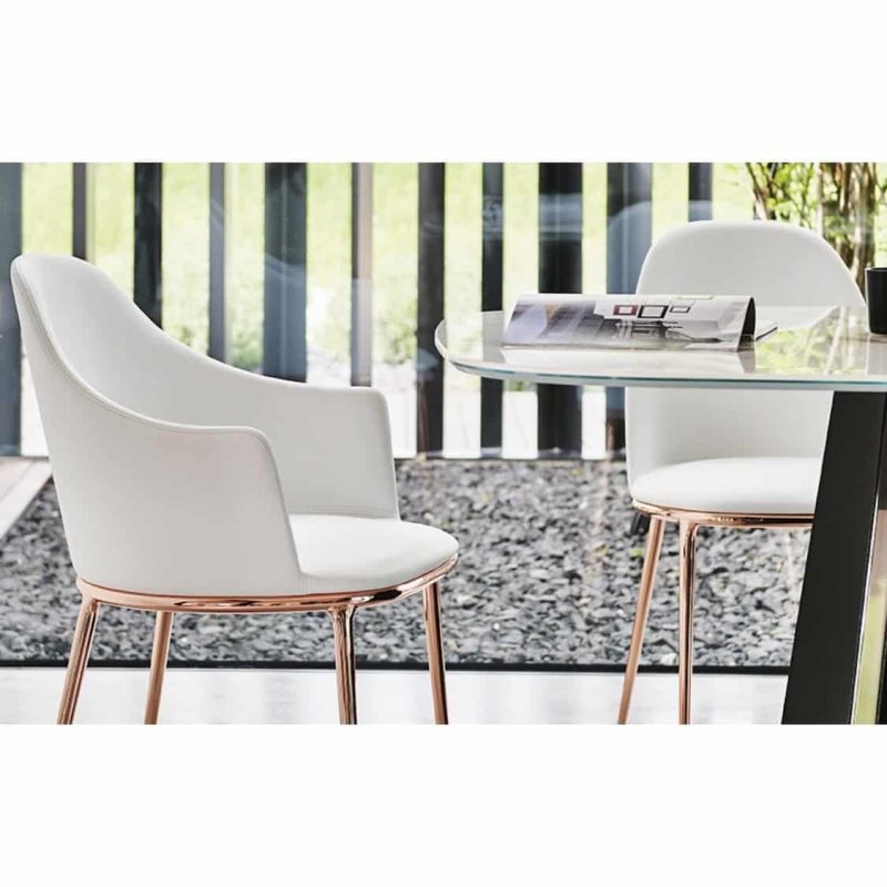 Lea side chair with brass gold frame Midj at DeFrae Contract Furniture In Situ 2