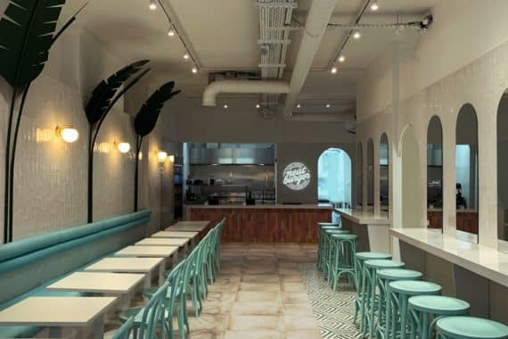 Burger restaurant furniture by DeFrae Contract Furniture at Neat Burger London