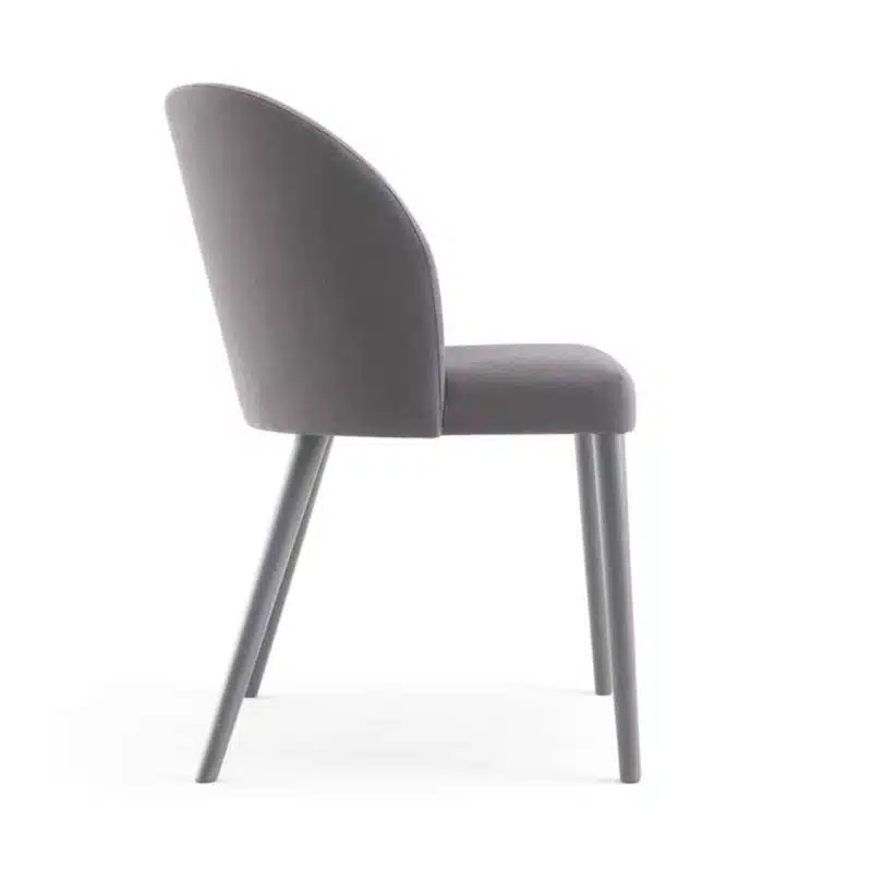 Camille Side Chair Malina at DeFrae Contract Furniture Wooden Legs Side View Grey