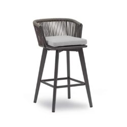 Supa roped back outdoor bar stool available from DeFrae Contract Furniture Anthracite with cushion