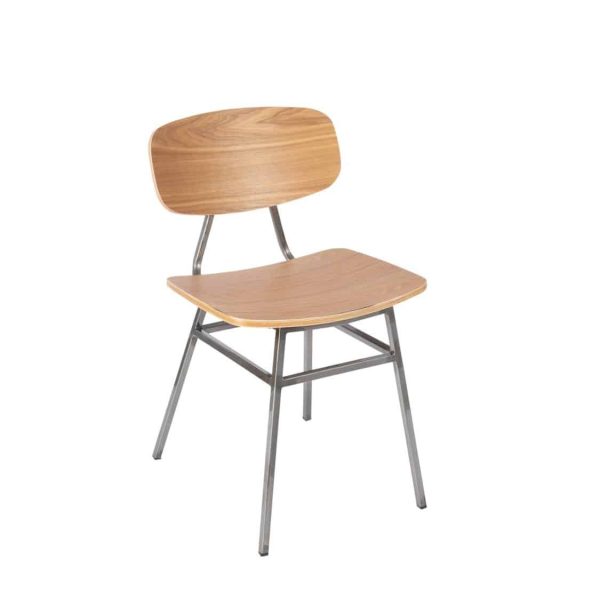 Florence Side Chair Wood White Finish DeFrae Contract Furniture Metal Legs