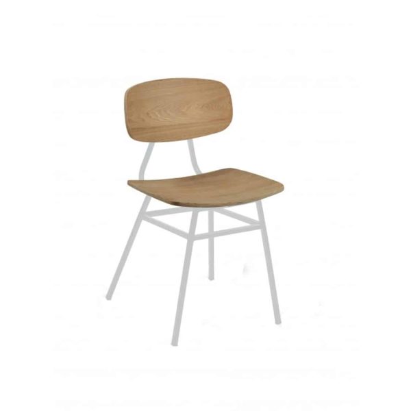 Florence Side Chair Wood White Finish DeFrae Contract Furniture Metal Legs