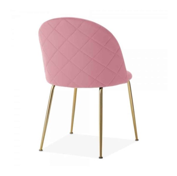Heath Side Chair Brass Frame DeFrae Contract Furniture Blossom Pink Back View