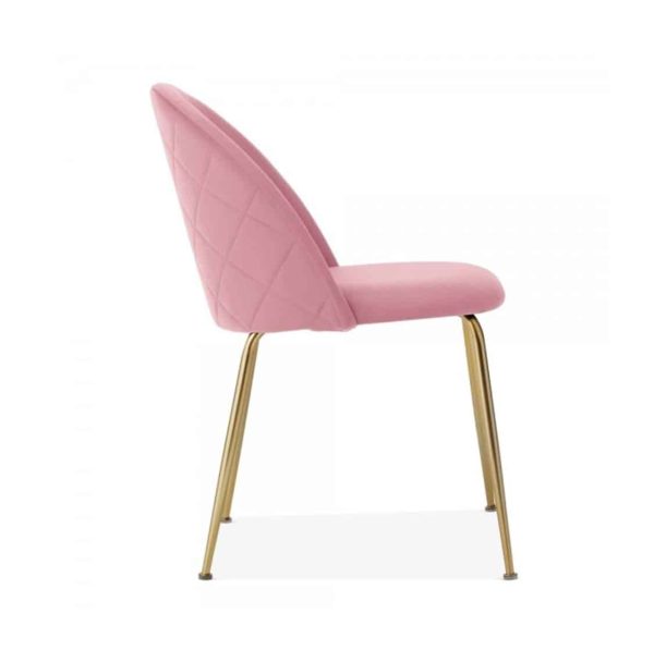 Heath Side Chair Brass Frame DeFrae Contract Furniture Blossom Pink Side View