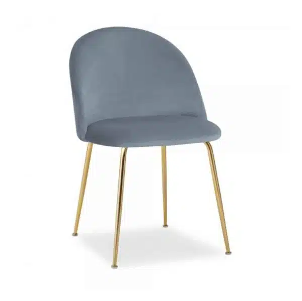 Heath Side Chair Brass Frame DeFrae Contract Furniture Dusty Blue