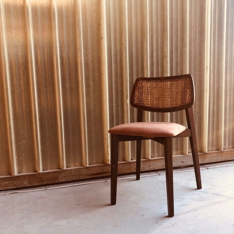 Alma Side Chair Wooden Restaurant Chair Upholstered Seat Cane Back Rest DeFrae Contract Furniture