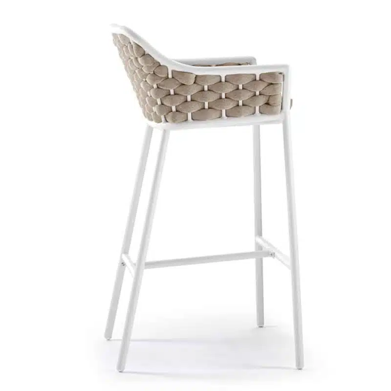 Panama Bar Stool DeFrae Contract Furniture for Outside Use Rope Effect White and Beige